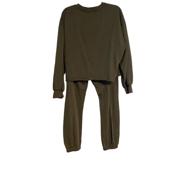 Z Supply Women Olive Green Distressed Lounge Set M Joggers + M Sweatshirt - Picture 2 of 15